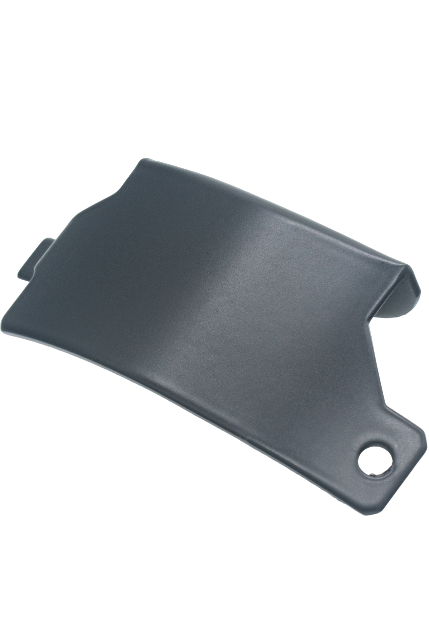 Front View of an LO206 Black Flywheel Guard Laying Down.