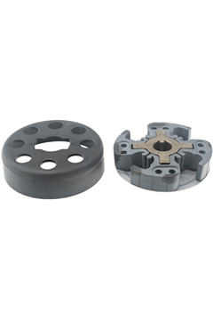 Front View of a Hilliard Flame Clutch Hub with a Bully Conversion Drum to Its Right.