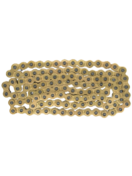 Top View of the #219 DID HTZ Hard Pin 114L Gold Chain with Black Pins.