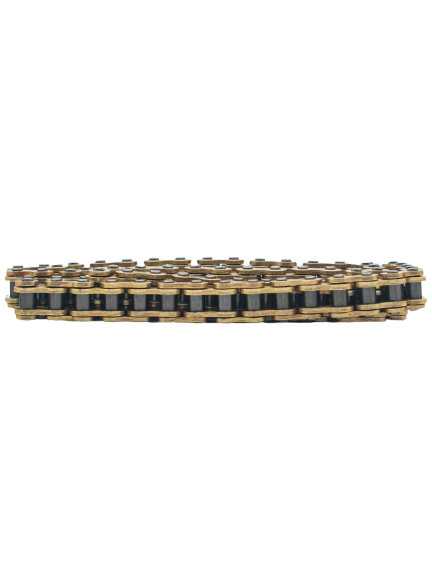 Side View of the #219 DID HTZ Hard Pin 114L Gold Chain with Black Links and Pins.