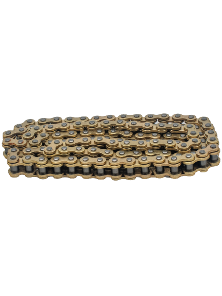 Angled View of the #219 DID HTZ Hard Pin 114L Gold Chain with Black Links and Pins.