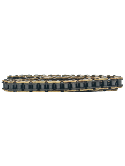 Side View of the Gold #219 DID HTM 114L Chain with Black Links.