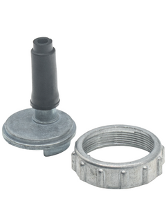 Front Right View of an LO206 Throttle Cable Top Cap and Retaining Screw to the Right of It.
