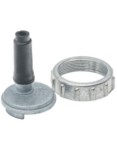 Front Left View of an LO206 Throttle Cable Top Cap and Retaining Screw to the Right of It.