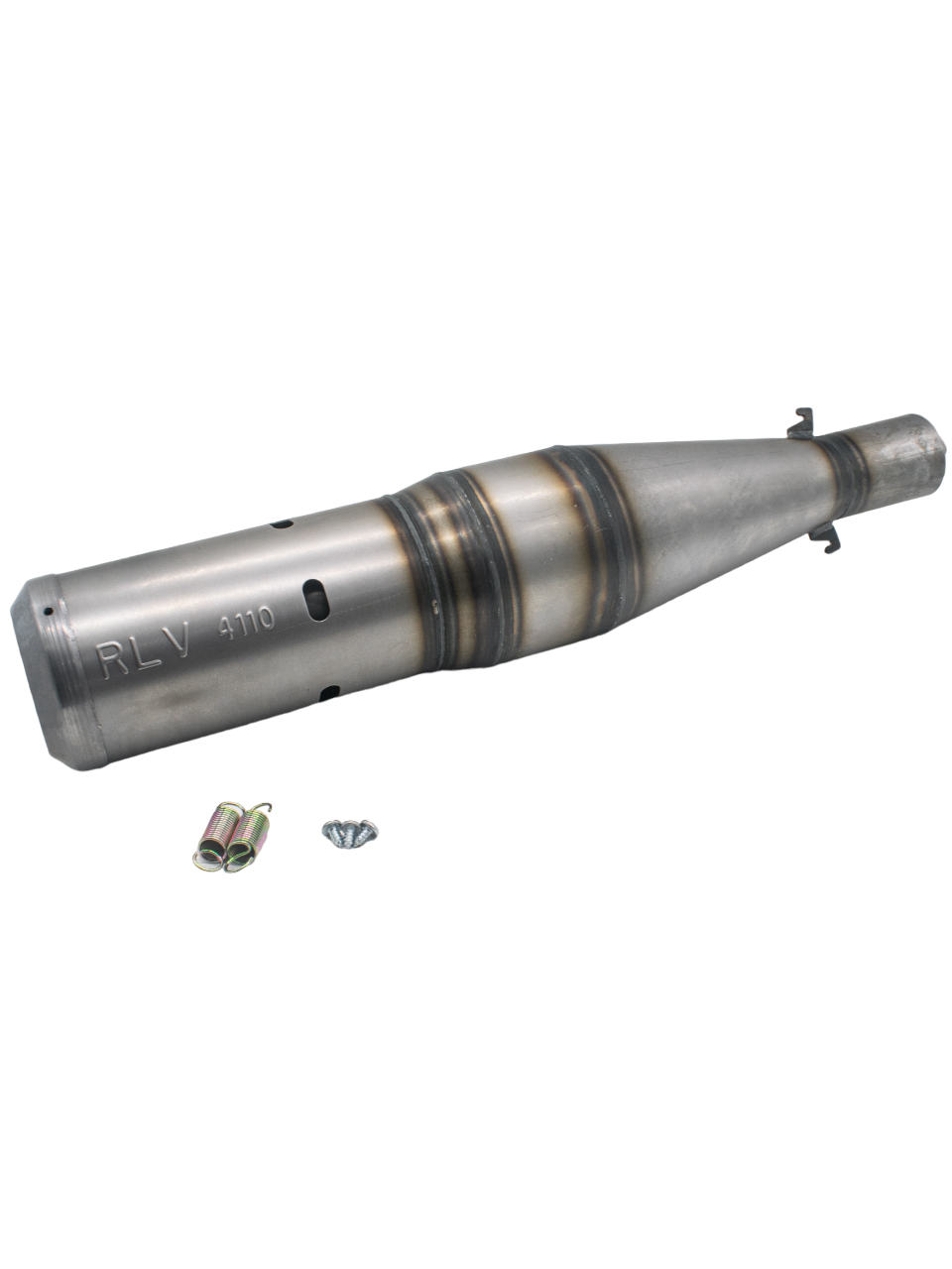 RLV #4110 World Formula Canada and GoPro Trackhouse Motorplex Spec LO206 Muffler and Mounting Springs and Screws.