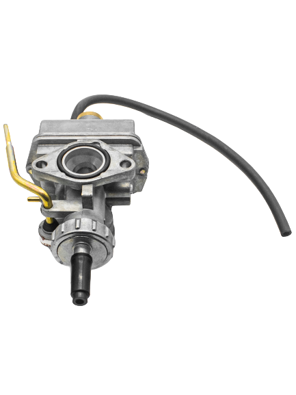 Mid Front Top View of an Upside Down Stock LO206 Carburetor.