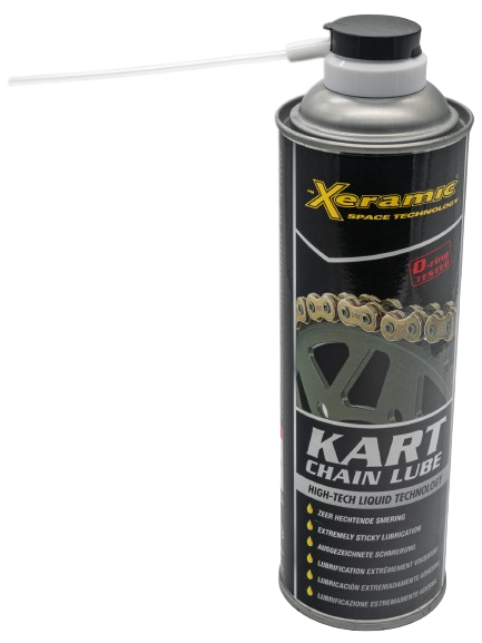 Top View of a Xeramic Chain Lube Can with Its White Nozzle Extended.