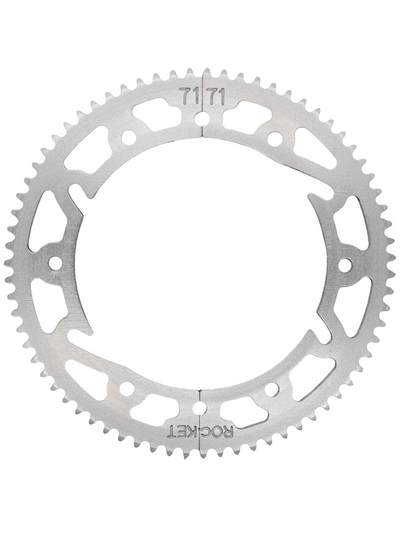 Top View of the Silver #219 Rocket Sprocket Rear Two-Piece Karting Sprocket.