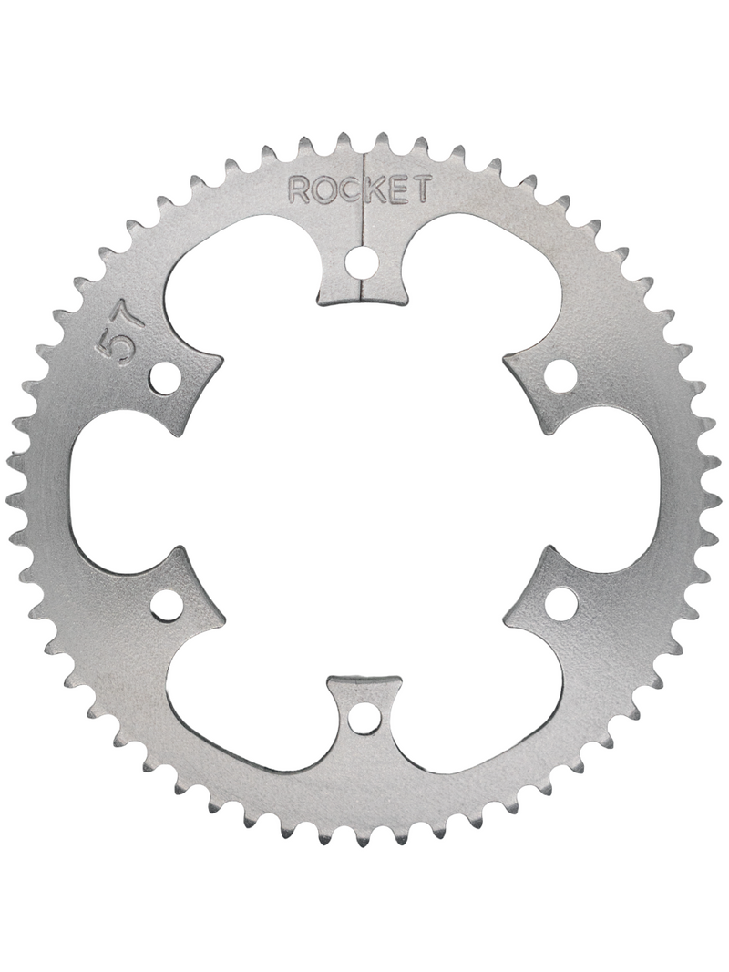 Top View of a 57 Tooth Rocket Sprocket Mini Twist #219 Sprocket.