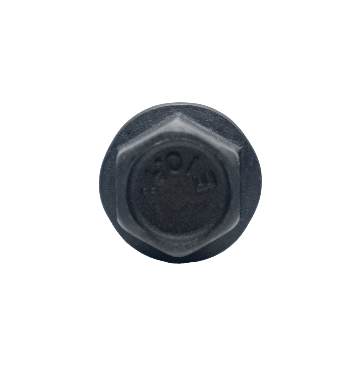 Head on Flange View of a Black LO206 Side Cover Bolt.