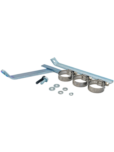 Front Right Angled View of an LO206 Exhaust Pipe Bracket Set.