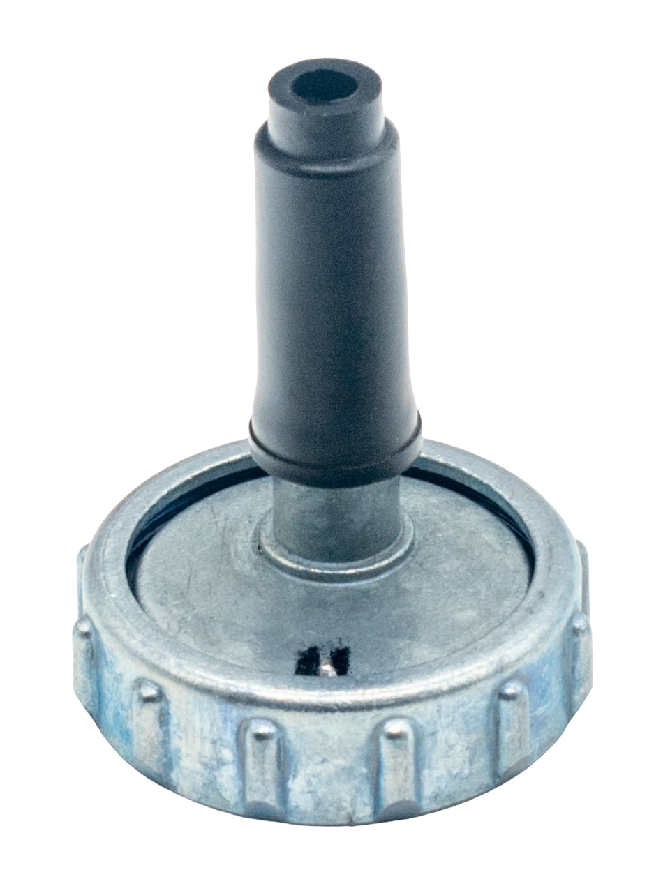 Front of an LO206 Machined Carburetor Top Cap Standing Up.