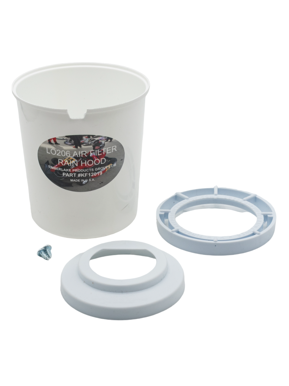 Front View of the White Timberlake Products Group LO206 Air Filter Rain Hood Cover Kit.