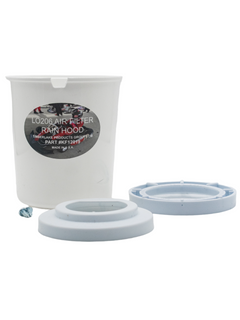 Low Front View of the White Timberlake Products Group LO206 Air Filter Rain Hood Cover Kit.