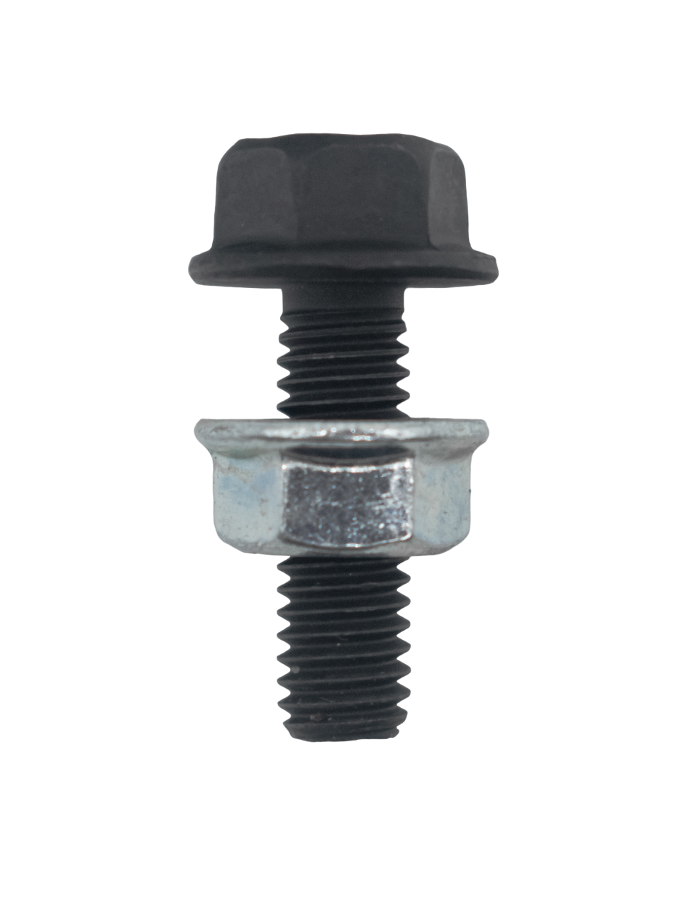 Top View of the of the M6x1.0 LO206 Carburetor Nut and Flanged Bolt Kit Joined Together.
