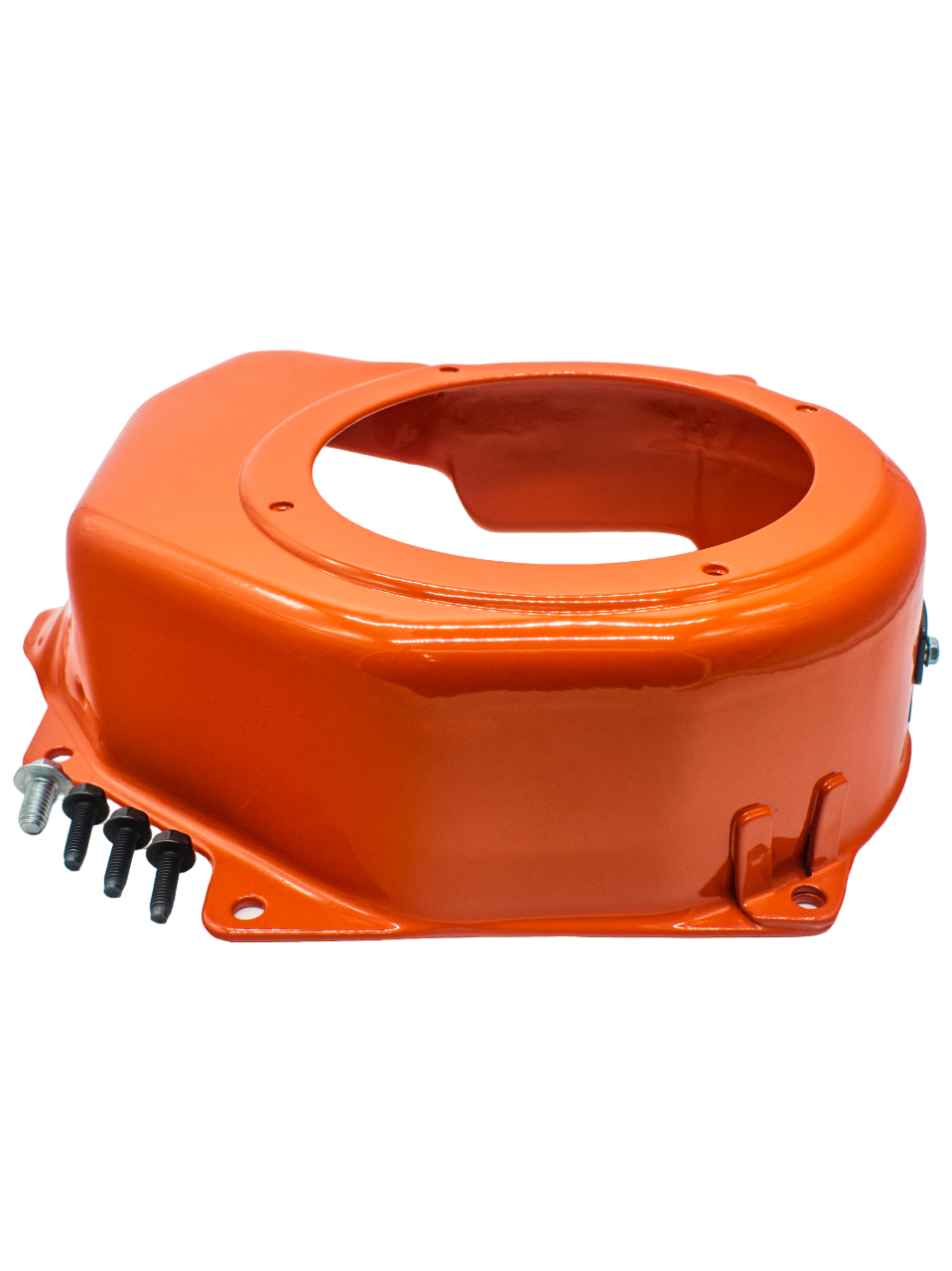 Bottom Angled Top View of the Orange LO206 Side Blower Cover.