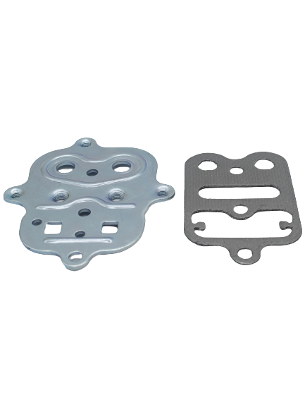 Low Front View of an LO206 Cylinder Head Plate and Gasket.