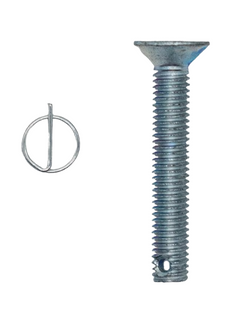 Top View of a 50mm Flat Head Drilled Shank Screw and Cotter Pin.