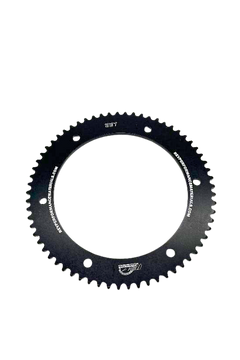 Black bicycle chainring on a white background