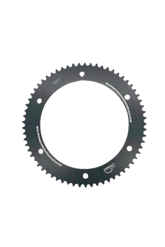 Black bicycle chainring on a white background