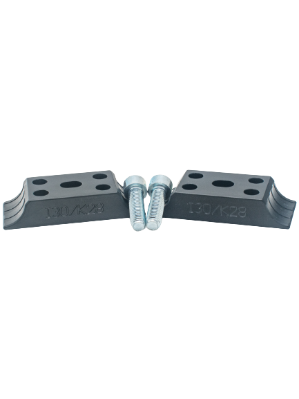 Two Odenthal I30/K28 Motor Mount Clamps with Two Bolts in Between Them.