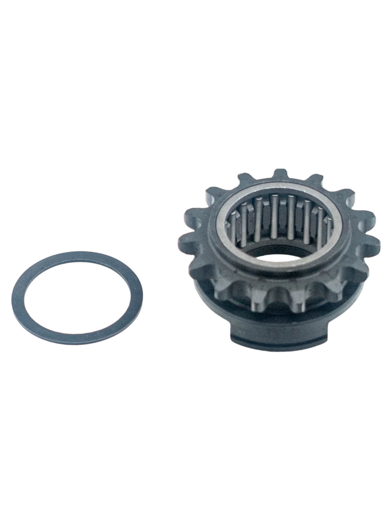 Front of a Bully Style #219 15 Tooth Sprocket and Snap Ring.