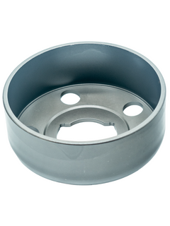 Front of an Upside Down Noram Premier Stinger Stamped Drum.