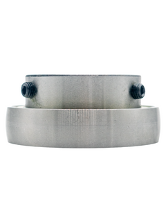 Low Front View of a 50mm X 80mm OTK Style Axle Bearing with 3 Set Screws in It.