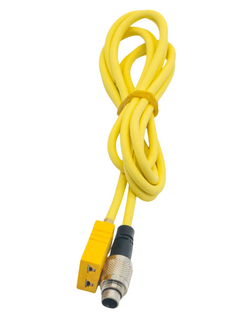 Ends of an Aim Patch Cable 3 Pin to K Style.