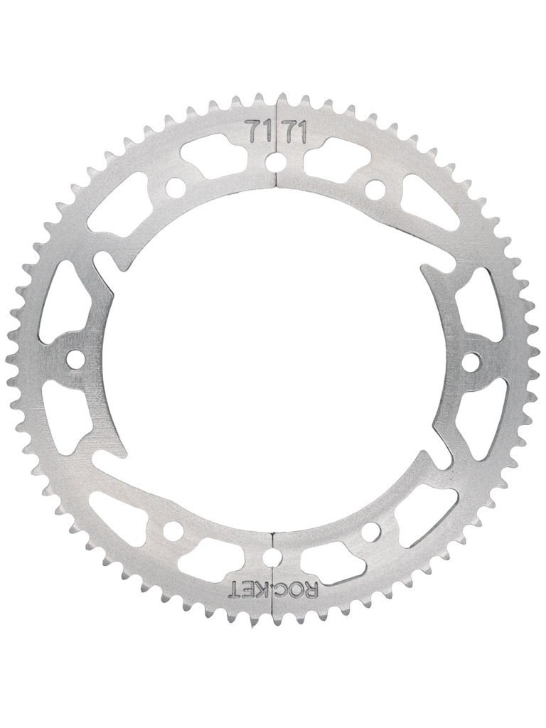 Top View of the Silver #219 Rocket Sprocket Rear Two-Piece Karting Sprocket.