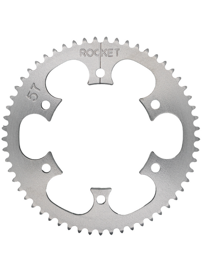 Top View of a 57 Tooth Rocket Sprocket Mini Twist #219 Sprocket.