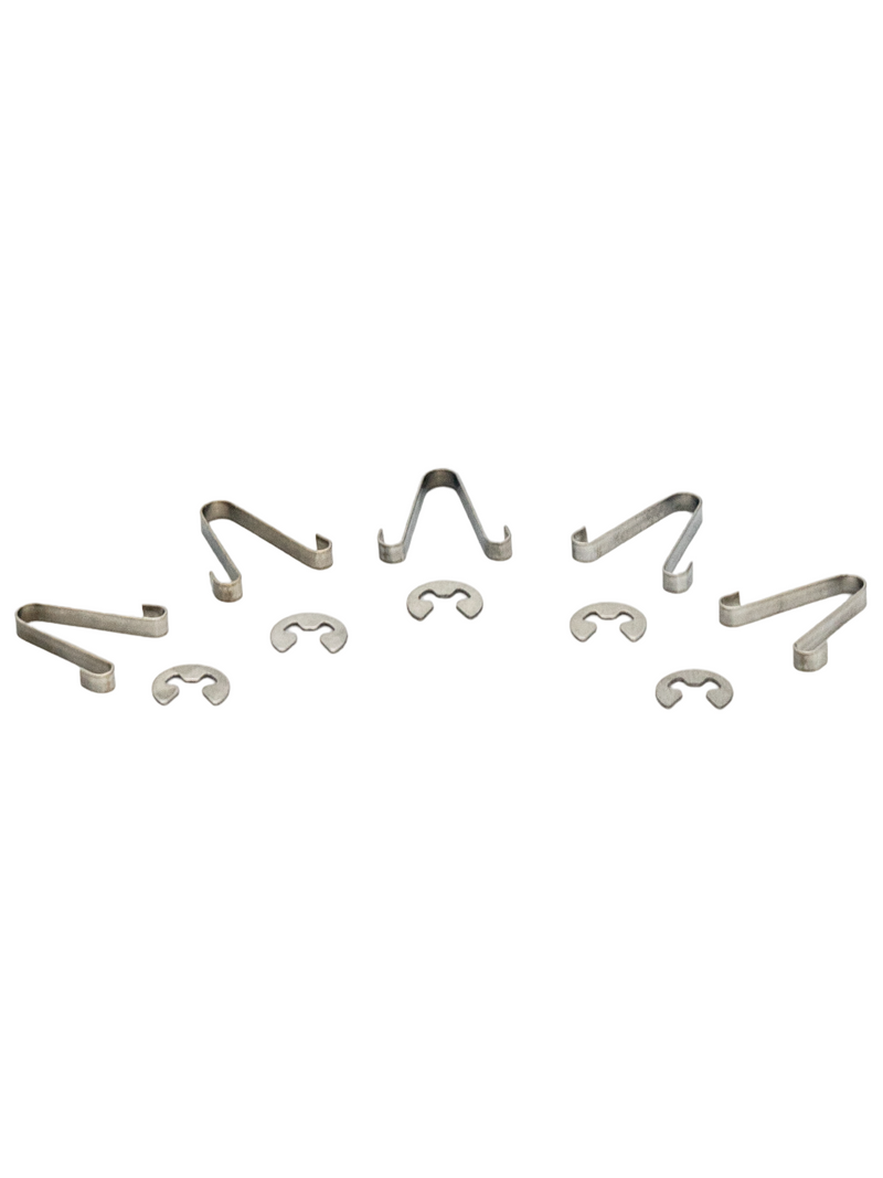 Front View of an LO206 Jet Needle Valve Retainer Clips Kit with 5 Clips and 5 Retainers.