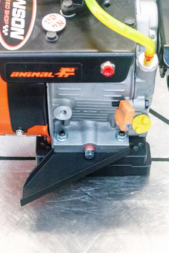 Lawson Speed Shop LO206 Engine with Black LO206 Oil Drain Pan Bolted Underneath.